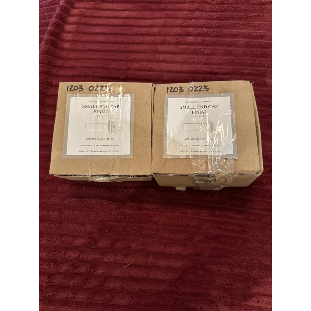 New Lot Of 2 Restoration Hardware Antique Brass Small End‎ Curtain Cap Finials